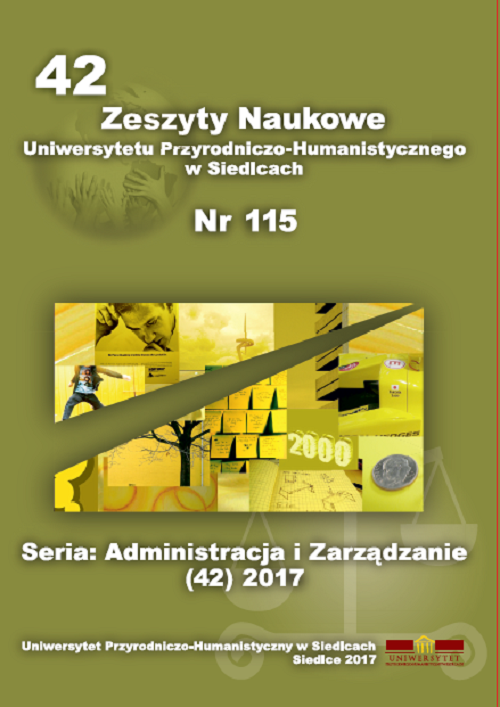 					View Vol. 42 No. 115 (2017): Zeszyty Naukowe Uniwersytetu Przyrodniczo-Humanistycznego w Siedlcach, Seria: Administracja i Zarządzanie
				