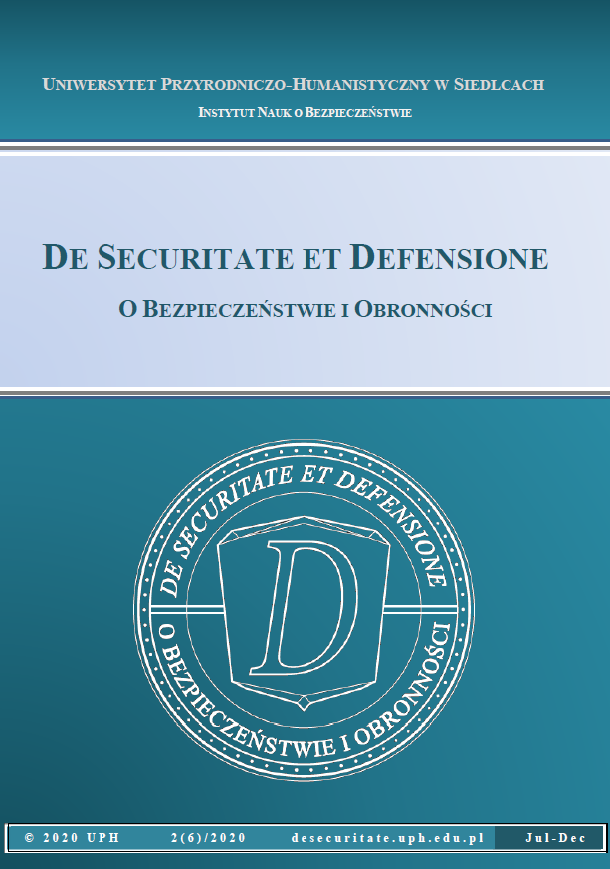 Okładka czasopisma De Securitate et Defensione. O Bezpieczeństwie i Obronności 2020 (tom 6, nr 2)