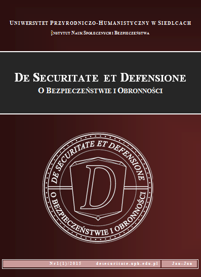 Okładka czasopisma De Securitate et Defensione. O Bezpieczeństwie i Obronności 2015 (tom 1, nr 1)