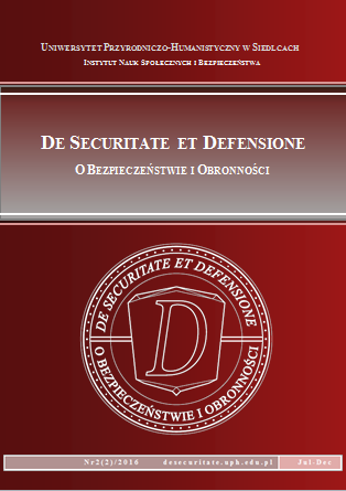 Okładka czasopisma De Securitate et Defensione. O Bezpieczeństwie i Obronności 2016 (tom 2, nr 2)