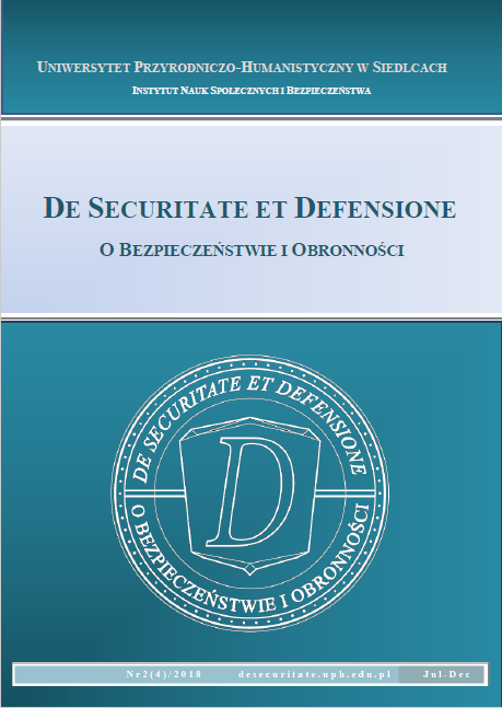 Okładka czasopisma De Securitate et Defensione. O Bezpieczeństwie i Obronności 2018 (tom 4, nr 2)