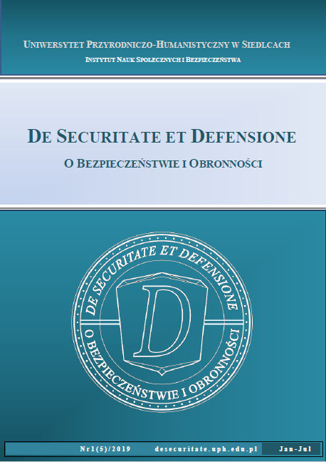 Okładka czasopisma De Securitate et Defensione. O Bezpieczeństwie i Obronności 2019 (tom 5, nr 1)