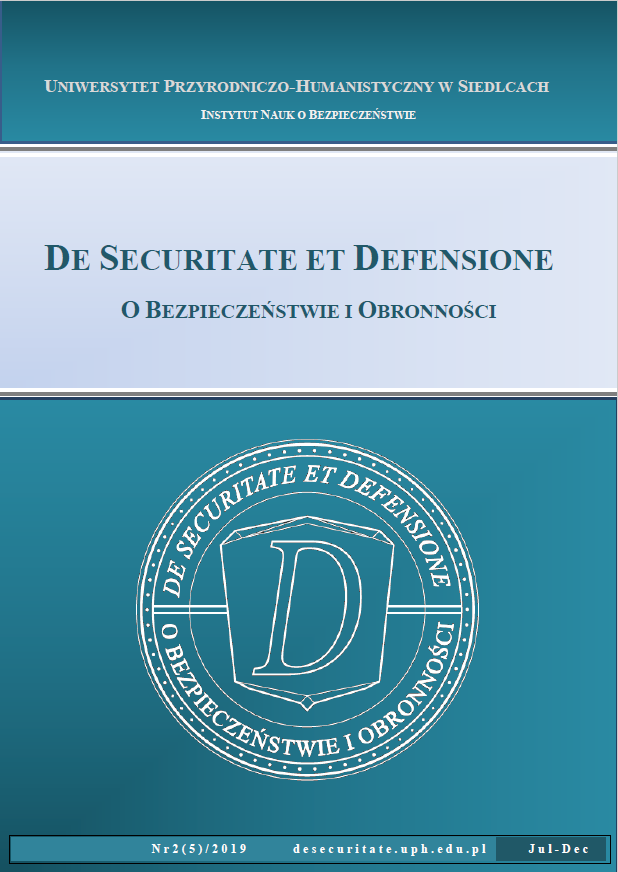 Okładka czasopisma De Securitate et Defensione. O Bezpieczeństwie i Obronności 2019 (tom 5, nr 2)